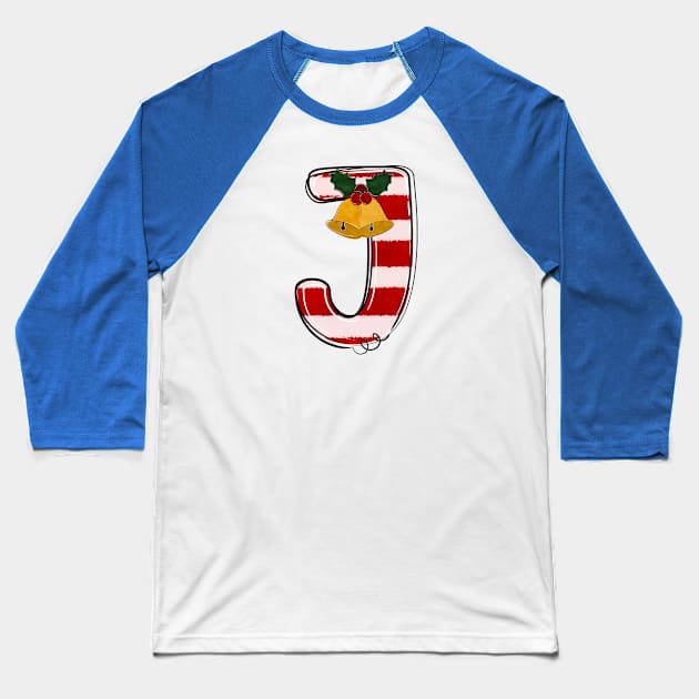 Letter J (Christmas Alphabet) Baseball T-Shirt by Pop Cult Store